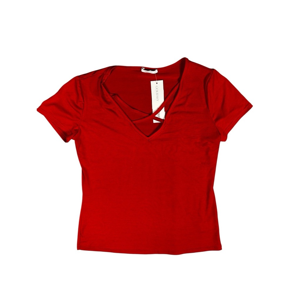 Golbary Women's Pullover Criss- cross V-‎ Neck Short Sleeve Top Size 2